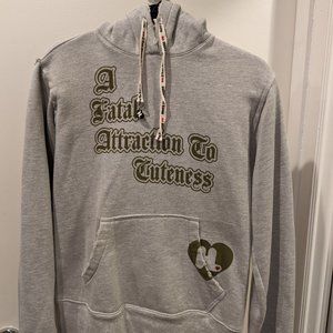 Harajuku Lovers Hoodie Sweater Women's Size M Gray Kawaii gwen stefani